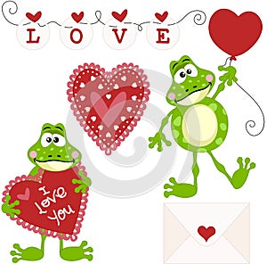 Frog Love Clip Art Set Digital Elements