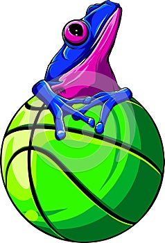 Frog mascotte on a basket ball vector illustration photo