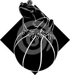 black silhouette of Frog mascotte on a basket ball vector illustration photo