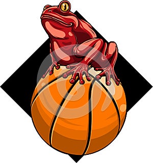 Frog mascotte on a basket ball vector illustration photo