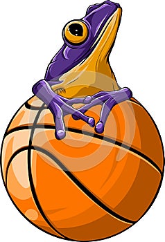 Frog mascotte on a basket ball vector illustration