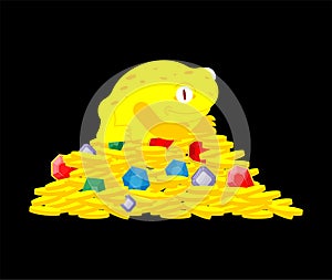 Frog and money. Chinese symbol of wealth. toad and coin. Vector