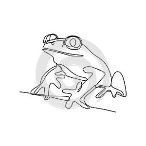 Frog one line art drawing vector illustration minimalist design