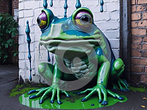 Frog in Paint. AI generated