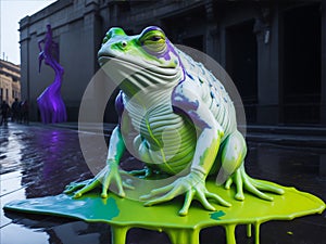 Frog in Paint. AI generated