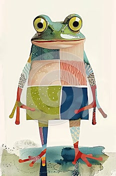 frog with patchwork skin or clothes