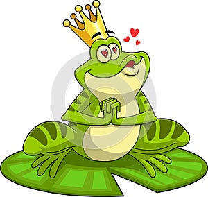 Frog Prince Cartoon Character In Love Sends Kisses