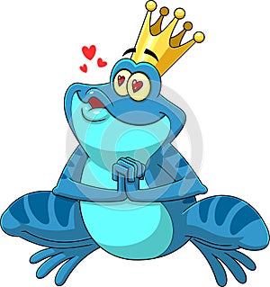 Frog Prince Cartoon Character In Love Sends Kisses