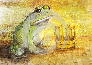 Frog prince with crown drawing