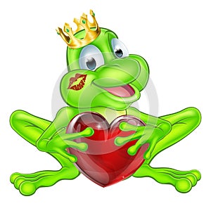 Frog prince with crown and heart