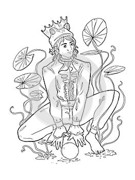 The frog prince. Fairytale character design.