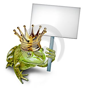 Frog Prince Holding a Blank Sign