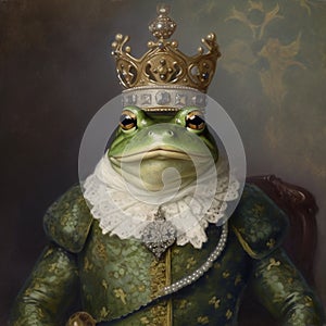 Frog Prince Portrait with Crown AI Generated