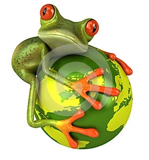 Frog protecting the earth