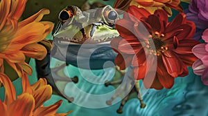 a frog in in a tropical lake photo