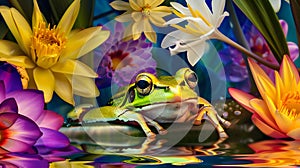 a frog in in a tropical lake photo