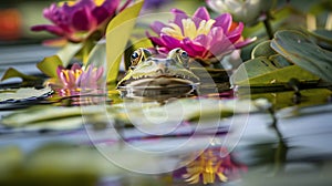 a frog in in a tropical lake photo