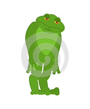 Frog sad. Toad sorrowful emotions. Anuran dull. Vector illustration