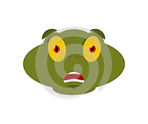 Frog scared OMG emotion. Toad Oh my God emoji. Frightened Anuran. Vector illustration photo