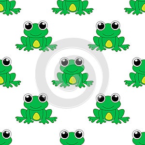 Frog seamless pattern. Ð¡artoon style. Flat design.