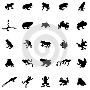 Frog silhouettes set