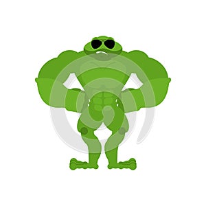 Frog Strong Cool serious. Toad powerful. Anuran strict. Vector illustration photo