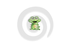 Frog textile patch for clothes customization, isolated on white.