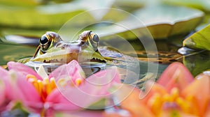 a frog in in a tropical lake photo