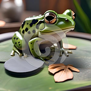 A frog using a smart tongue-controlled fly-catching game on a tablet4