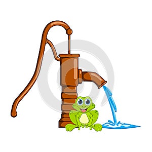Frog and water pump design isolated on white background