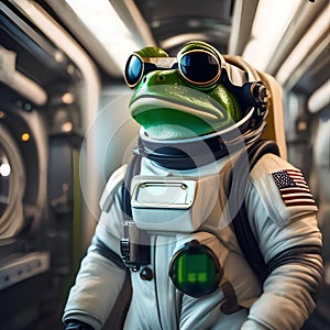 A frog wearing an astronaut suit and exploring space5