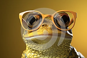 Frog wearing sunglasses. Generative AI