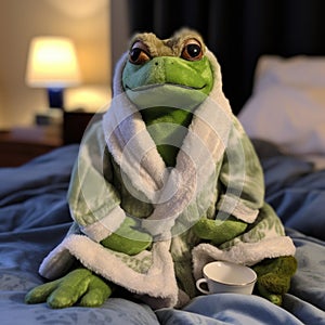 Froggy in a Plush Robe, A Nighttime Companion photo