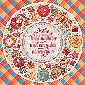 Frohe Weihnachten. Neues Jahr. Congratulations in German language. Happy Christmas in Deutschland.