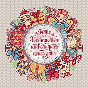 Frohe Weihnachten. Neues Jahr. Congratulations in German language. Happy Christmas in Deutschland.