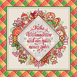 Frohe Weihnachten. Neues Jahr. Congratulations in German language. Happy Christmas in Deutschland.