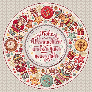 Frohe Weihnachten. Neues Jahr. Congratulations in German language. Happy Christmas in Deutschland.