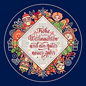 Frohe Weihnachten. Neues Jahr. Congratulations in German language. Happy Christmas in Deutschland.