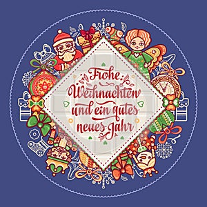 Frohe Weihnachten. Neues Jahr. Congratulations in German language. Happy Christmas in Deutschland.