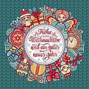 Frohe Weihnachten. Neues Jahr. Congratulations in German language. Happy Christmas in Deutschland.