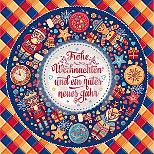 Frohe Weihnachten. Neues Jahr. Congratulations in German language. Happy Christmas in Deutschland.