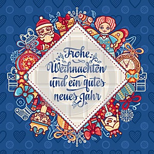 Frohe Weihnachten. Neues Jahr. Congratulations in German language. Happy Christmas in Deutschland.