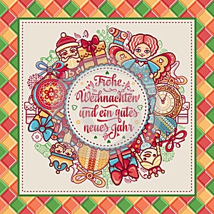 Frohe Weihnachten. Neues Jahr. Congratulations in German language. Happy Christmas in Deutschland.