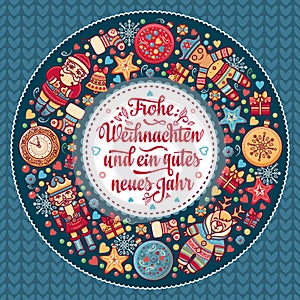 Frohe Weihnachten. Neues Jahr. Congratulations in German language. Happy Christmas in Deutschland.