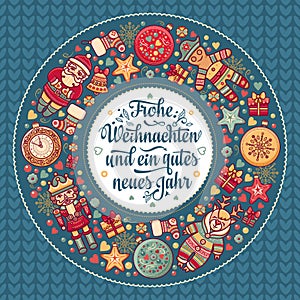 Frohe Weihnachten. Neues Jahr. Congratulations in German language. Happy Christmas in Deutschland.