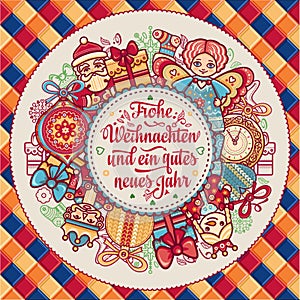 Frohe Weihnachten. Neues Jahr. Congratulations in German language. Happy Christmas in Deutschland.