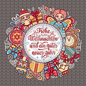 Frohe Weihnachten. Neues Jahr. Congratulations in German language. Happy Christmas in Deutschland.