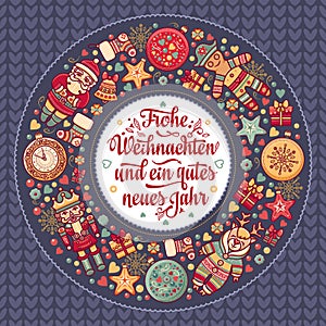 Frohe Weihnachten. Neues Jahr. Congratulations in German language. Happy Christmas in Deutschland.