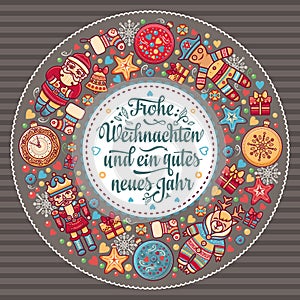 Frohe Weihnachten. Neues Jahr. Congratulations in German language. Happy Christmas in Deutschland.