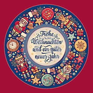 Frohe Weihnachten. Neues Jahr. Congratulations in German language. Happy Christmas in Deutschland.